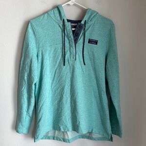 L.L.Bean Women’s Rugby Teal Hooded Pullover light weight sweatshirt sz M petite